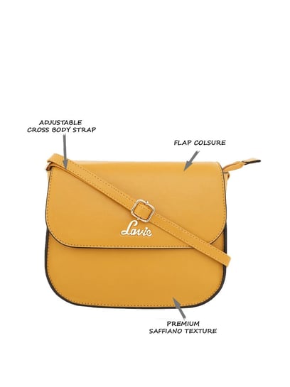 Buy Lavie Moritz Ochre Yellow Solid Sling Handbag For Women At