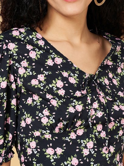 Buy YU by Pantaloons Grey Floral Print Top for Women Online @ Tata CLiQ