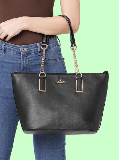 Buy Lavie Moon Gnome Black Solid Medium Tote Handbag Online At