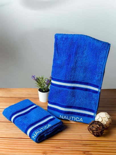 Buy Nautica Royal Blue Cotton 500 GSM Zero Twist Hand Towel - Set