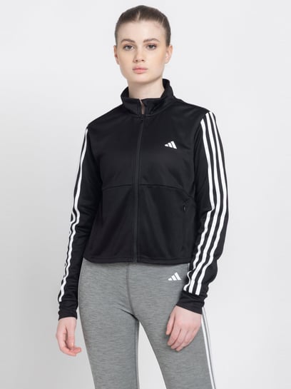 Black striped best sale adidas jacket