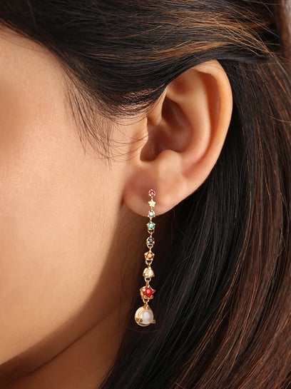 Dazzling Navaratna Drop Earrings