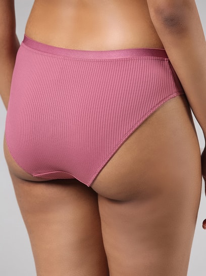 Buy Wunderlove Solid Pink High Leg Invisible Brief from Westside