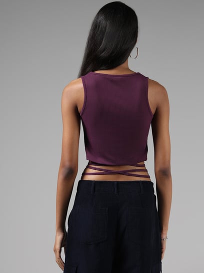 SILVERTRAQ Brown Relaxed Fit Crop Top