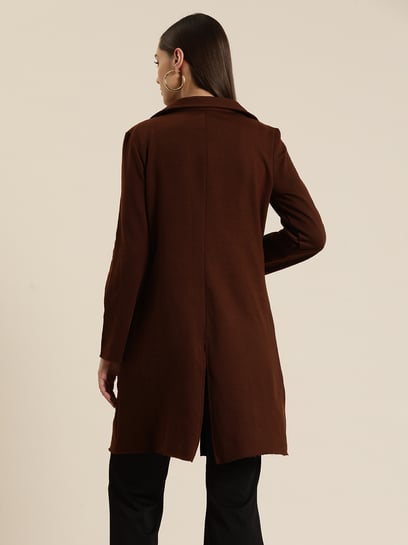 Mens Chocolate Brown Long Wool Coat | Double Breasted | Low Price In Europe