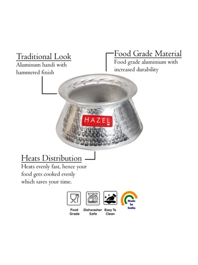 Aluminum Hammered Finish Cooking Pot Biryani Handi, With Lid Capacity 3.2  Liter