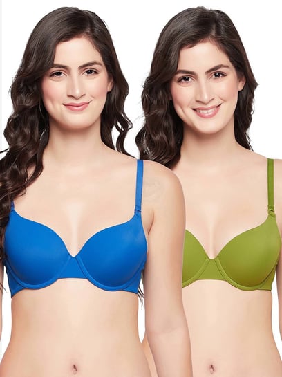 Clovia Multicolor Half Coverage Non-Wired T-Shirt Bra - Pack of 2