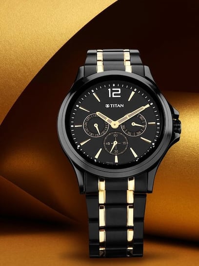 Titan black ceramic watch hot sale