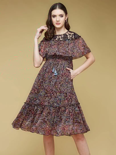 Life With Pockets Multicolor Textured Fit & Flare Dress