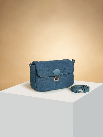 Forever Glam By Pantaloons Blue Sling Bag Teal Solid Cross Body Bag Blue -  Price in India