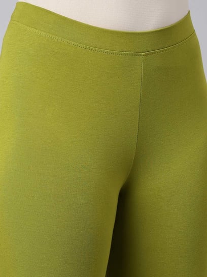 TWIN BIRDS Parrot Green Mid Rise Leggings