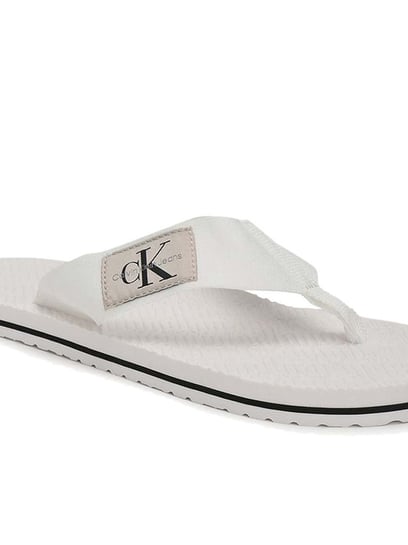 Calvin klein discount flip flops white