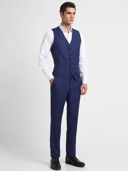 Buy Allen Solly Navy Slim Fit Three Piece Suit for Mens Online