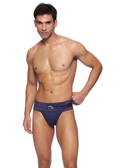 Omtex Men's Athletic Wolf69 Cotton Supporter Back Covered (Navy