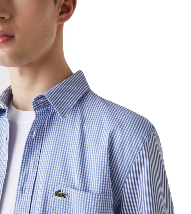 Buy Lacoste Blue Checks Slim Fit Shirt for Men Online @ Tata CLiQ Luxury