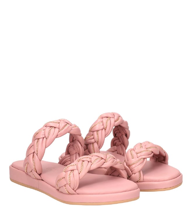 Buy MICHAEL Michael Kors Pink Hayworth Logo Slide Sandals for