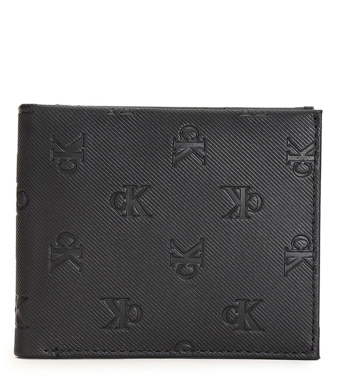 Calvin Klein Bi-Fold Medium Coin Wallet 5CC Jeans Black Monogram Soft