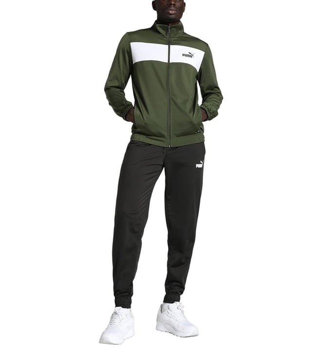 Puma black and green hot sale tracksuit