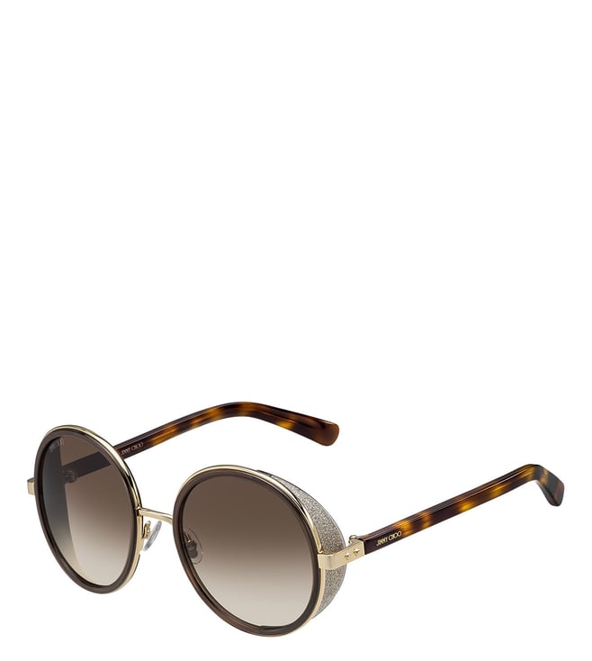 Jimmy Choo Gema Nude Round Shaped Metal Sunglasses With Swarovski Crystals  And Pearls In Nude/pink | ModeSens