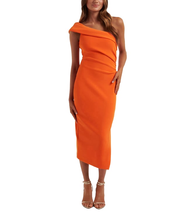 open lace back dress The Frida Cut-Out Midi Dress | Forever New | Orange