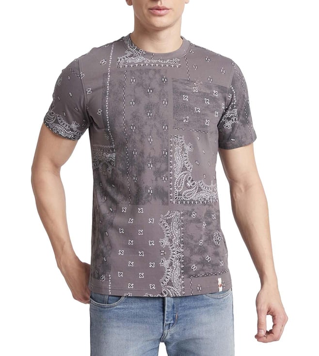 Beverly Hills Polo Club Grey Printed Wash Out Regular Fit T-Shirts
