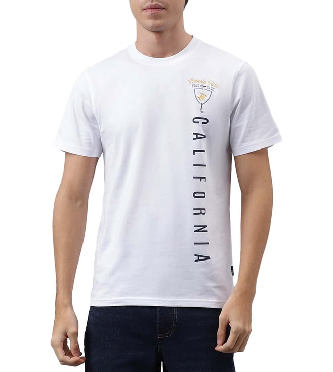 Buy Beverly Hills Polo Club White Regular Fit Cotton Crew T-Shirt for Men's  Online @ Tata CLiQ