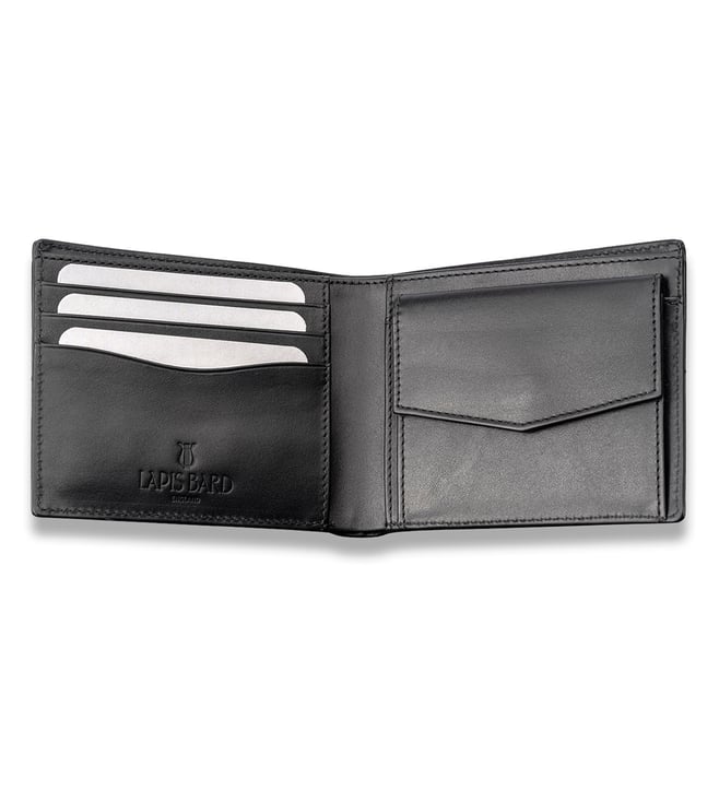 Lapis Bard Carbon Black Classic Medium Bi-Fold Wallet With Coin Pocket