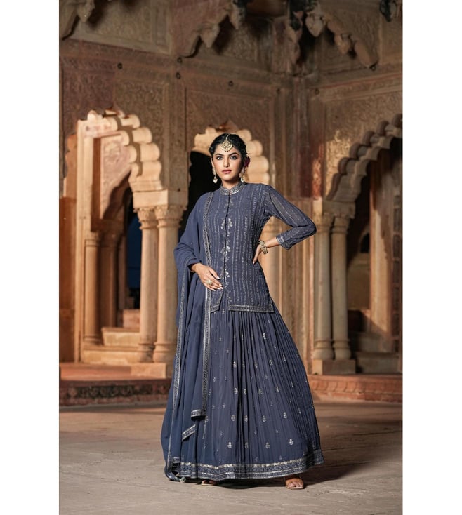 Buy Royal Blue Kanika Embroidered Lehenga Set Online - RI.Ritu Kumar India  Store View