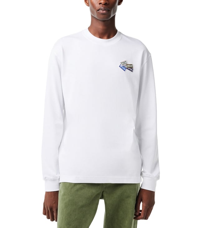 Lacoste White Core Collection Monogram Logo Regular Fit T-Shirts