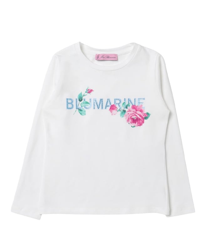Miss Blumarine rhinestone-logo cotton T-shirt - White