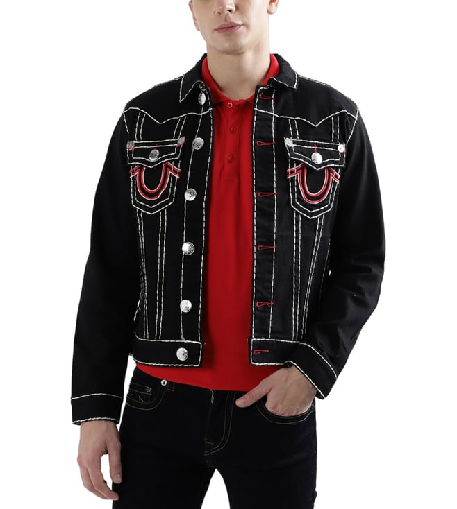 Black denim hotsell true religion jacket