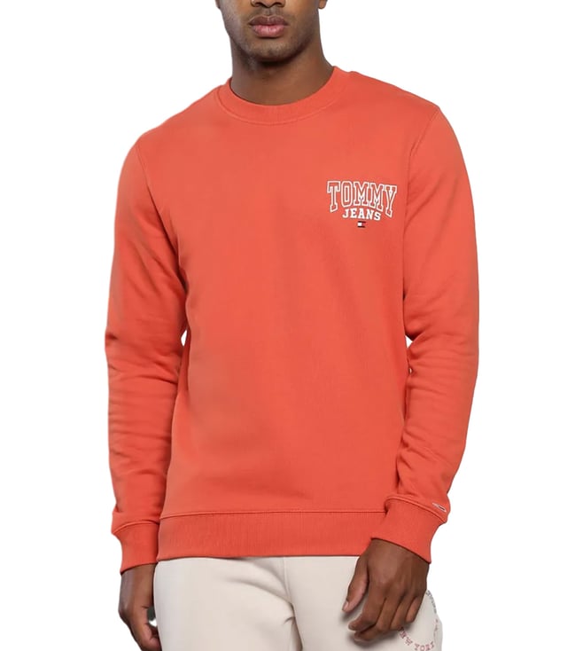 Tommy Hilfiger Burnt Vermillion Printed Regular Fit Sweatshirt