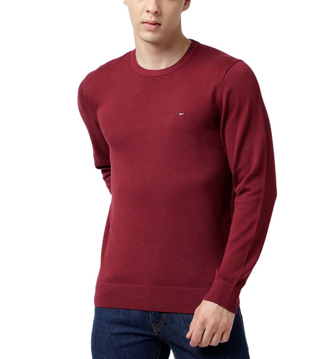 Online for Deep Crimson Luxury Tommy Buy Fit @ Regular Hoodie CLiQ Men Jeans Tata Logo