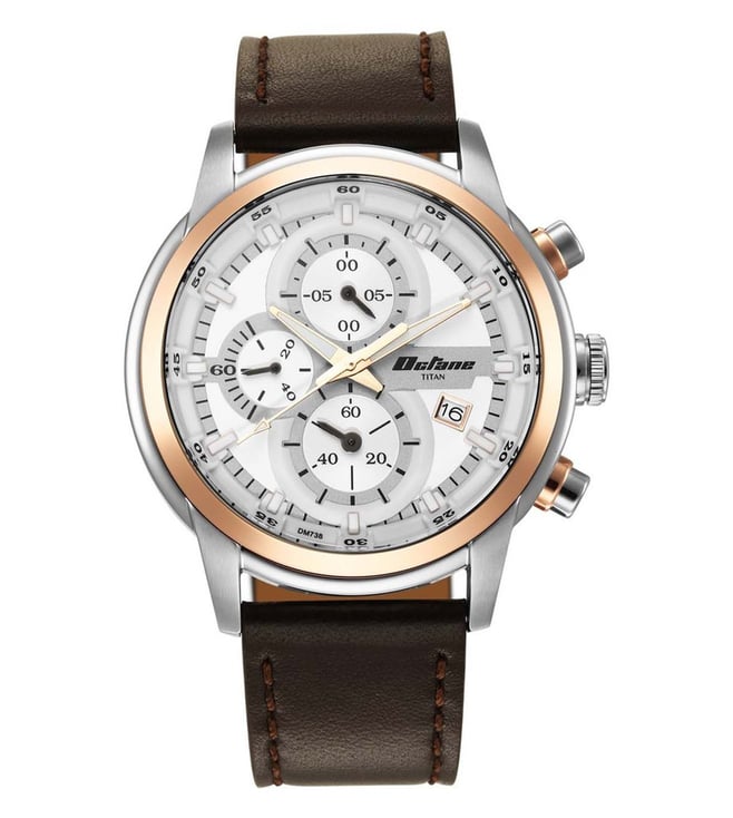 Titan chronograph watches on sale with leather strap