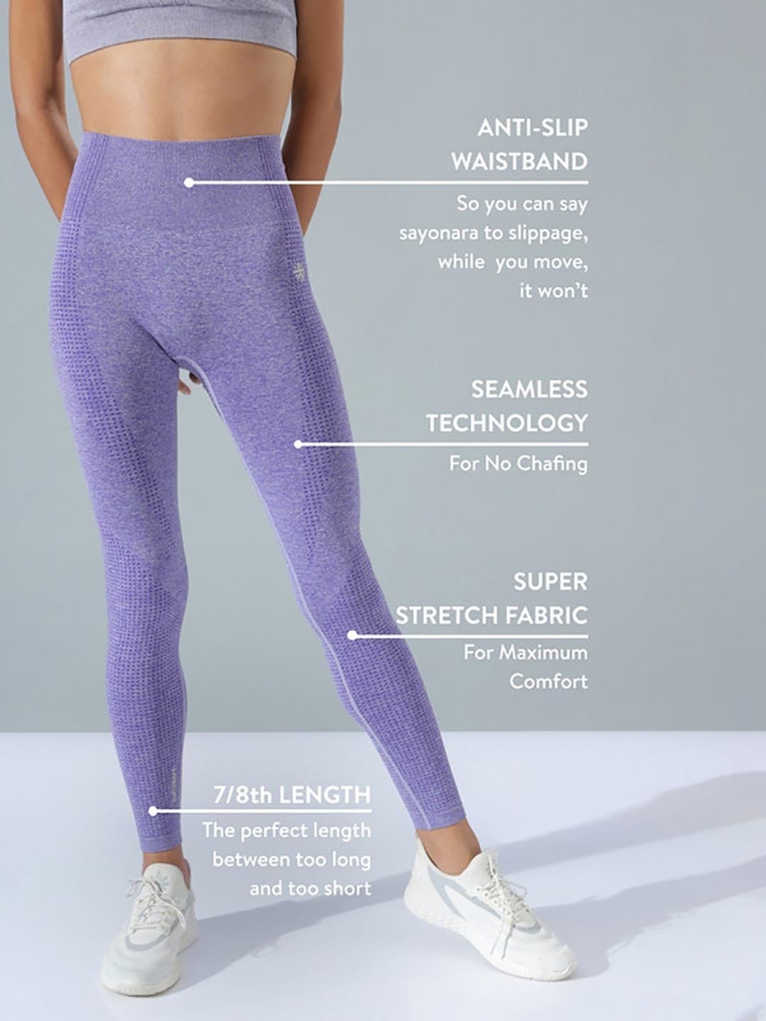 Buy Cultsport Purple Self Pattern Regular Fit Sports Tights for