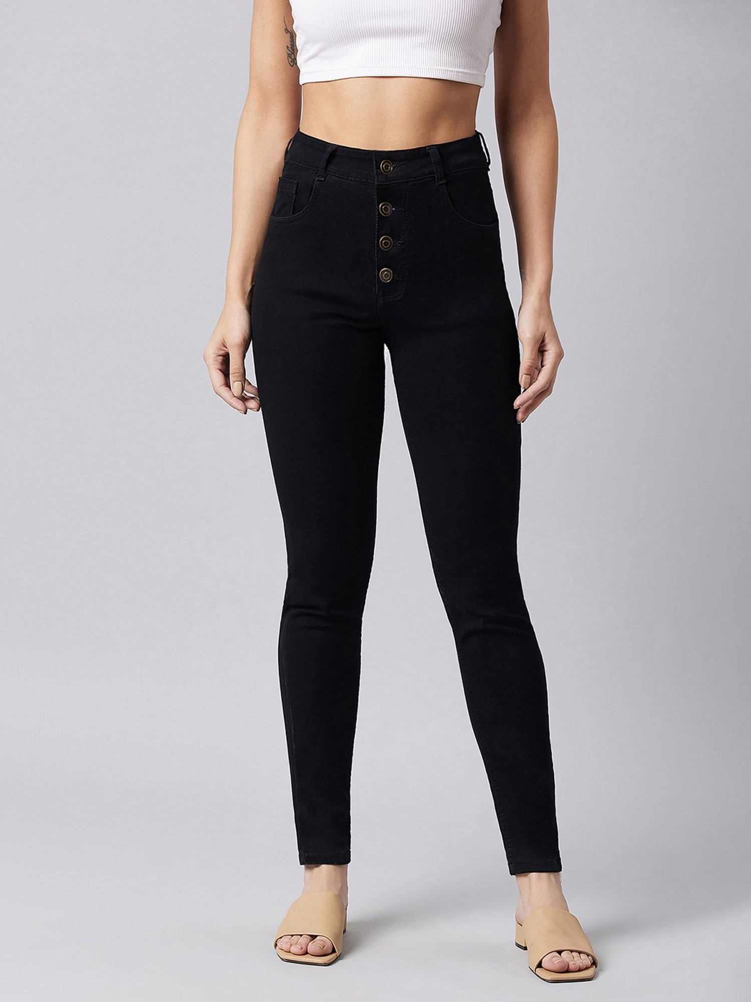 Buy DOLCE CRUDO Grey Skinny Fit Jeggings for Women Online @ Tata CLiQ