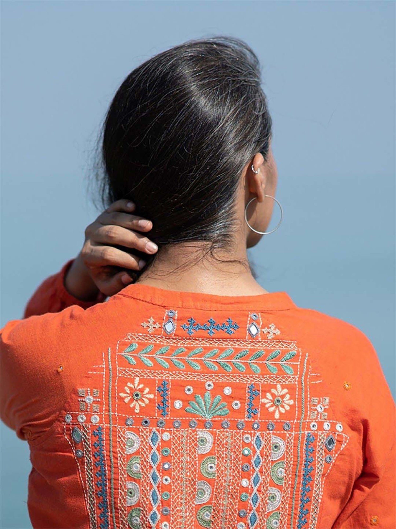 Buy Okhai Silent Dream Orange Pure Cotton Bomber Jacket for Women