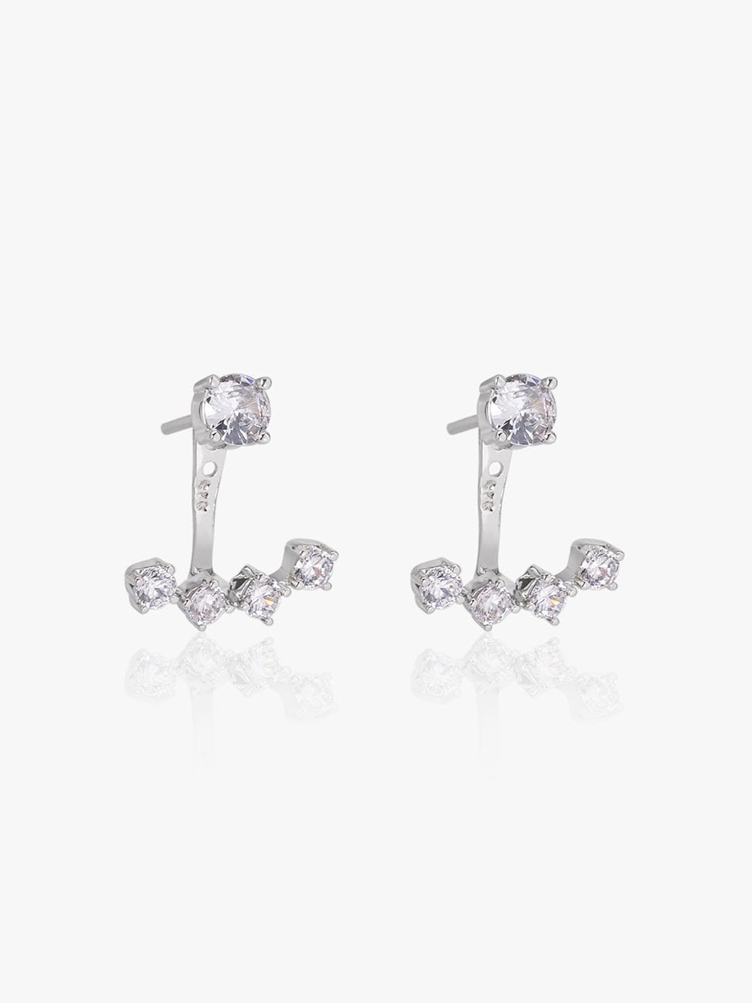 ☆TATIANA☆ Silver 925 Planet Ear Jacket Earrings EC1996 925 Sterling Silver Jacket Earrings with Opal-Like Cubic