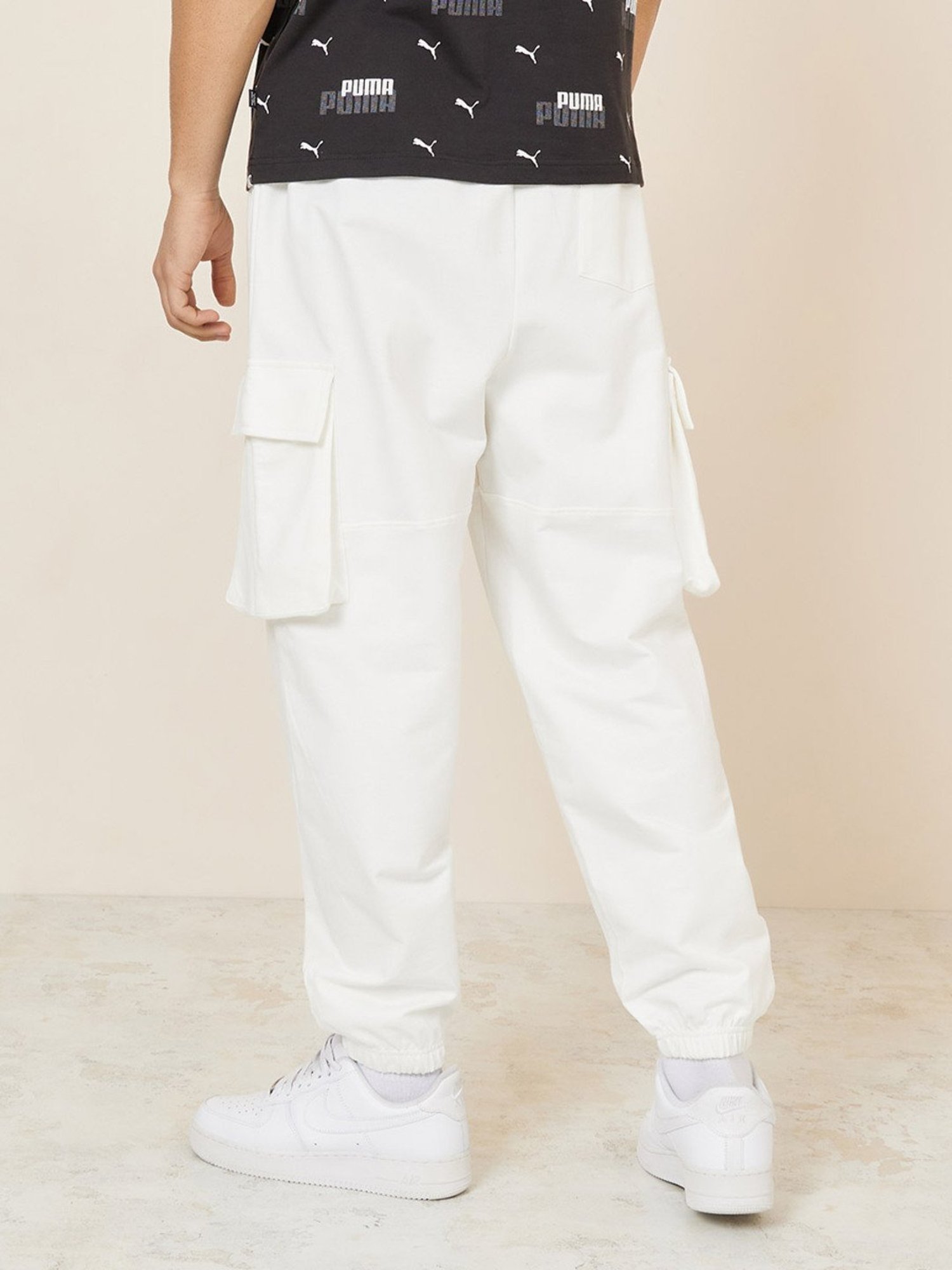 Buy Styli Cream Cotton Relaxed Fit Joggers for Mens Online @ Tata CLiQ