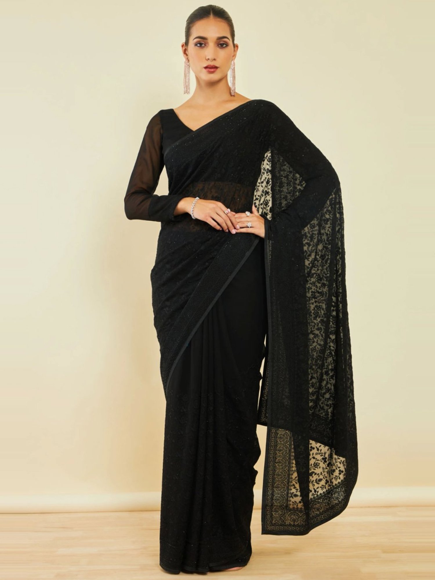 Buy Black Sarees for Women by SOCH Online