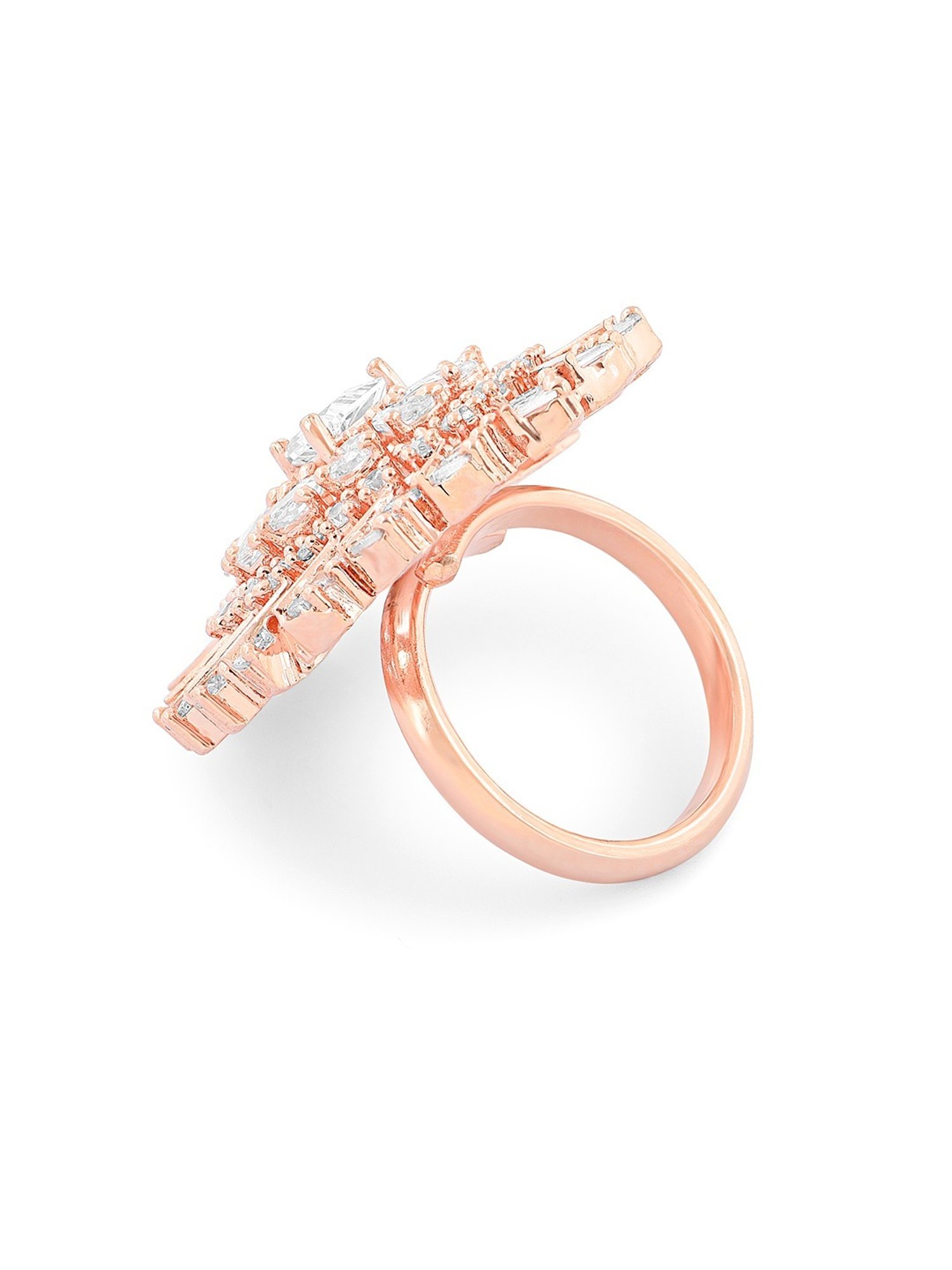 アクセサリー Preuve ring Buy Zaveri Pearls Rose Gold Party Bling Adjustable Ring-ZPFK16100