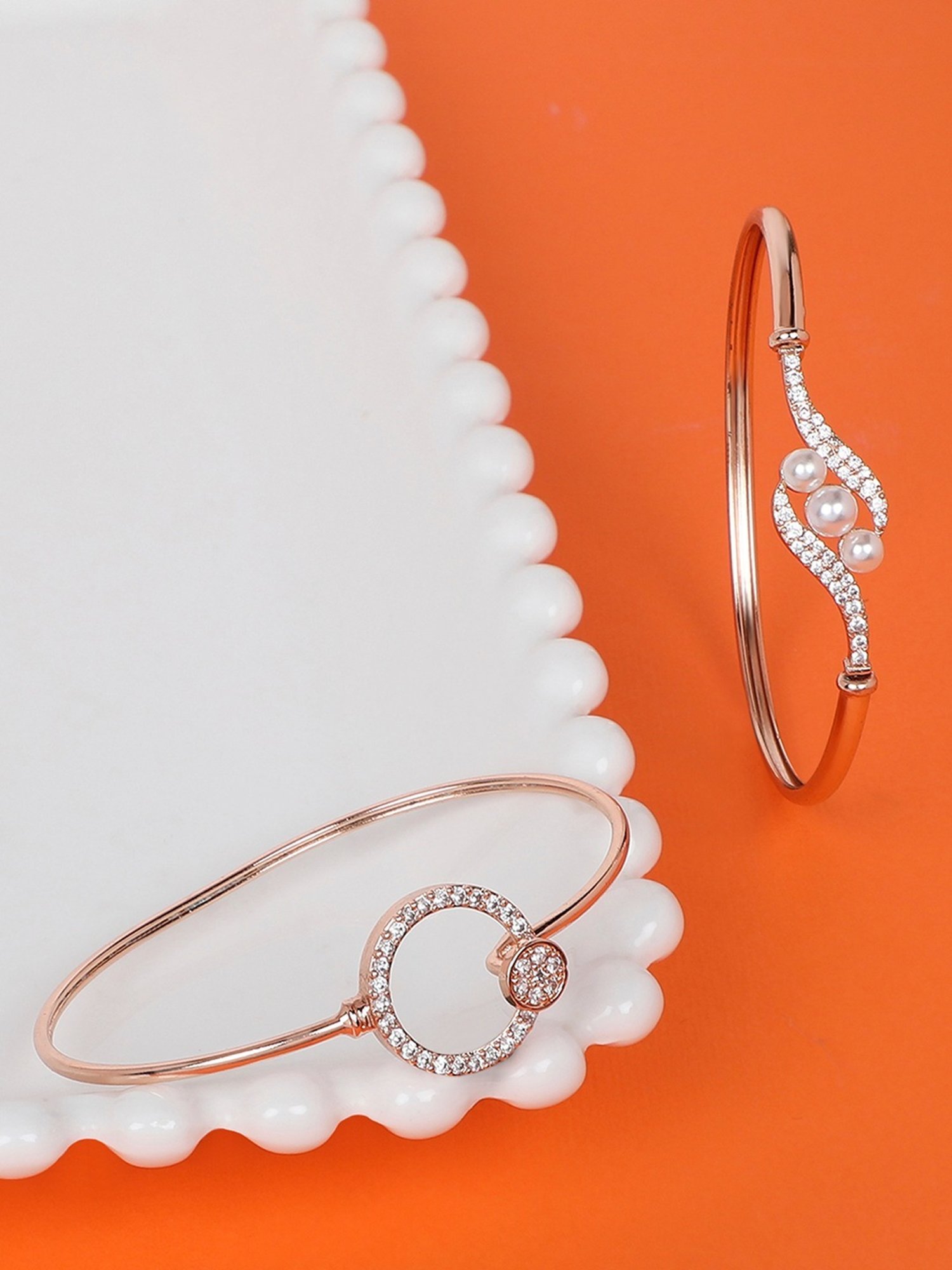 Buy Zaveri Pearls Rose Gold Bracelet-ZPFK11106 Online At Best