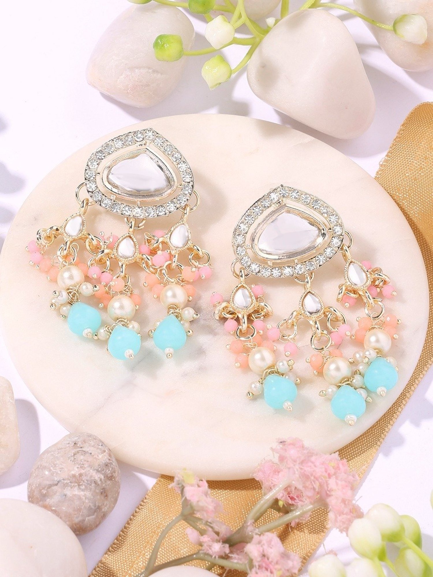 Zaveri Pearls Multicolor Artificial Stones & Austrian Diamonds Dangler  Earring-ZPFK16886