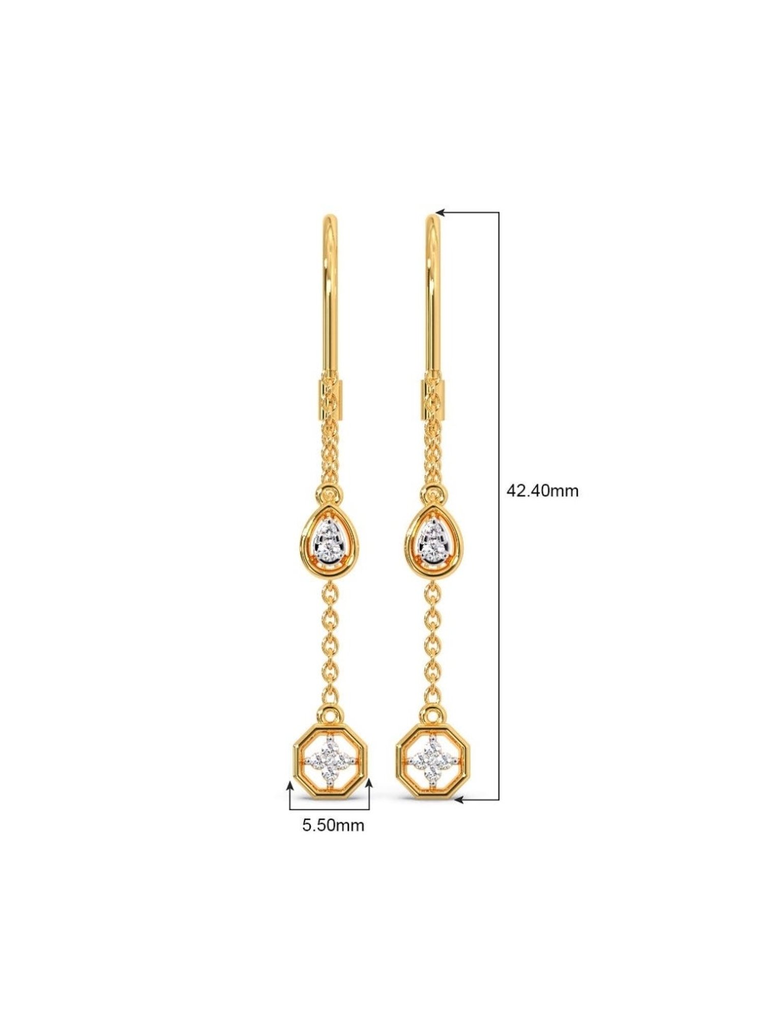 Gold Diamond Pearl Drop Earrings Earrings Veronika Majewska Pistachios