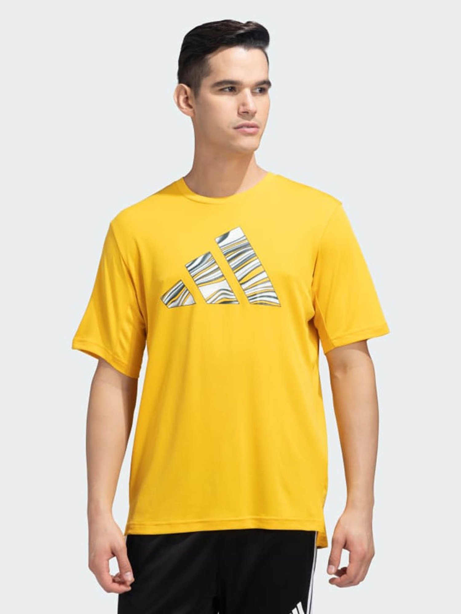 Buy Adidas Yellow Regular Fit Printed Sports T Shirt for Mens Online Tata CLiQ