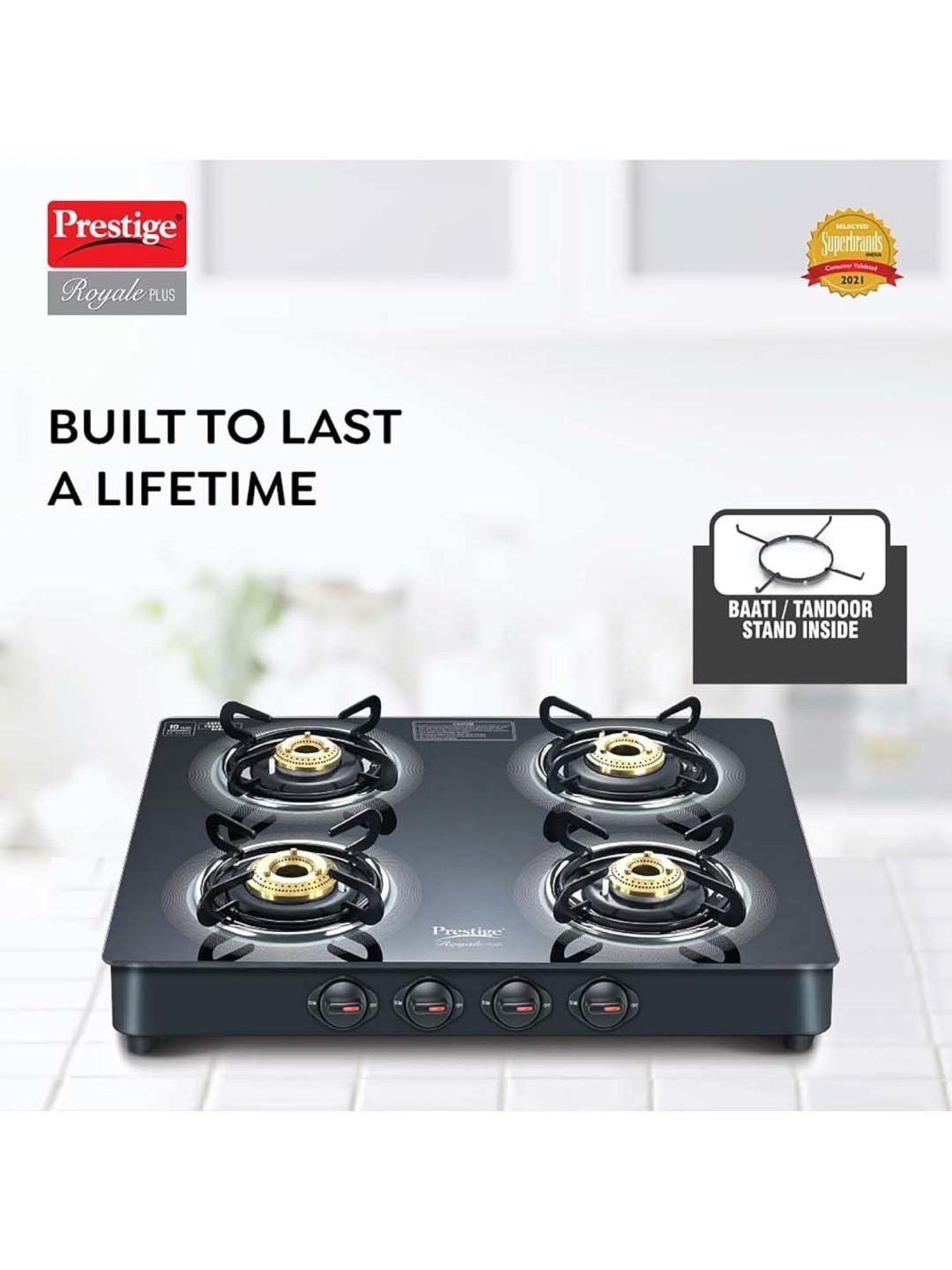 Buy Prestige Royale Plus Gt 04 Toughened Top Gas Stove With 4 Burners at Best Price Tata CLiQ