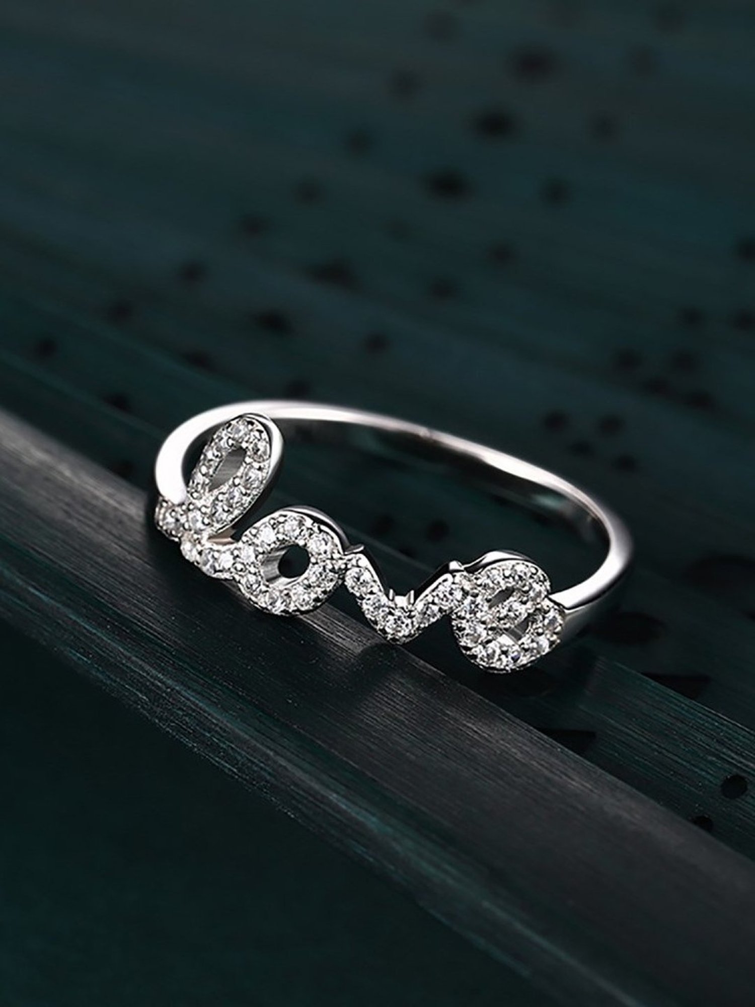 Sterling Silver Tiny LOVE Ring with CZ, Silver Ring, Boho Ring, CZ Rin –  Indigo & Jade
