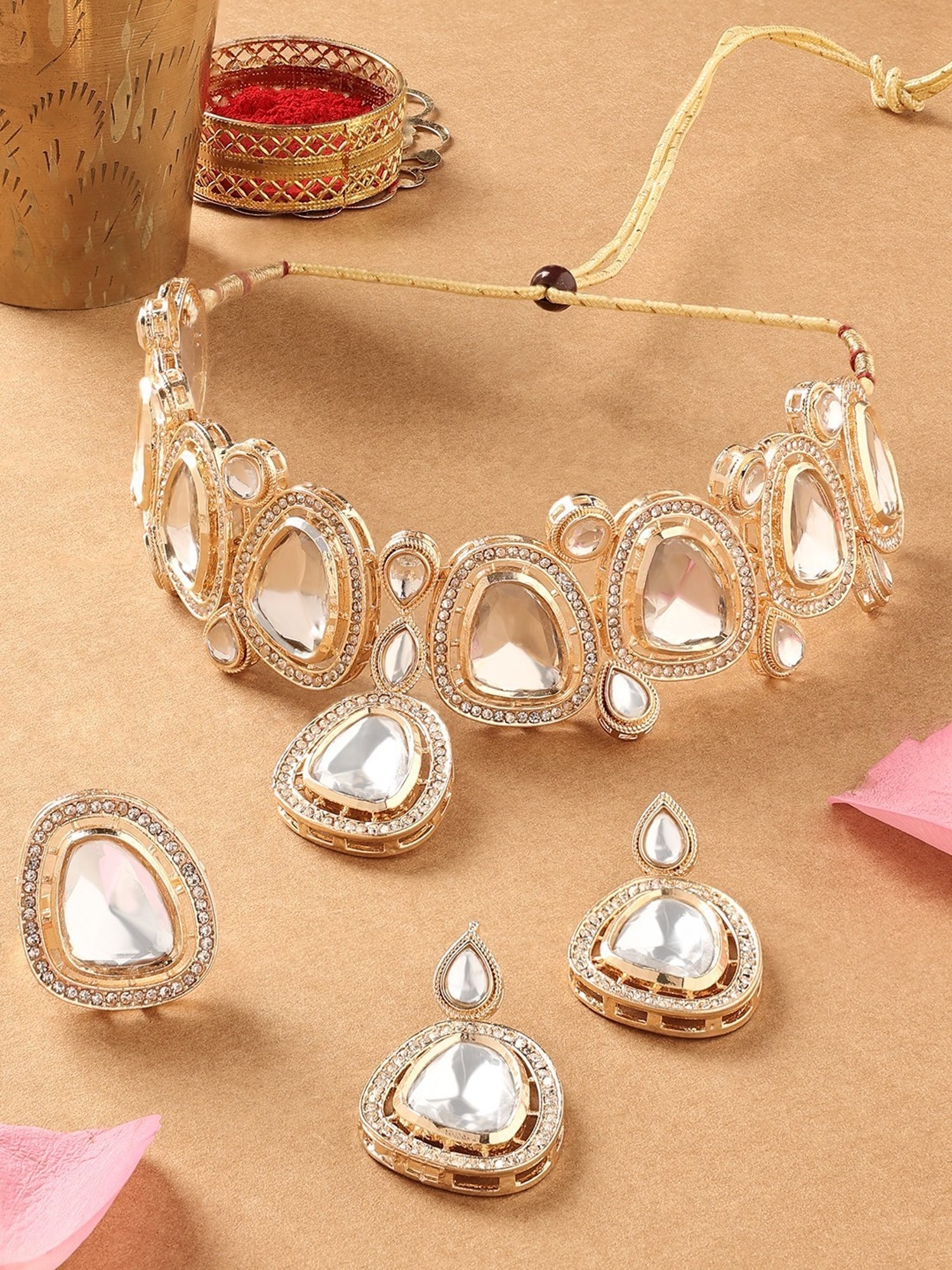 Buy Zaveri Pearls Stones & Austrian Diamonds Necklace Set