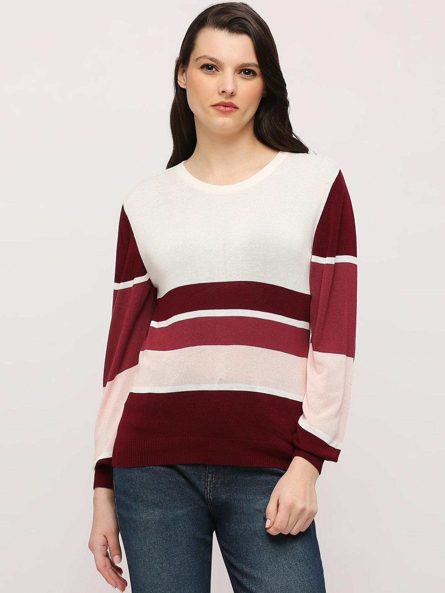 Maroon on sale striped sweater