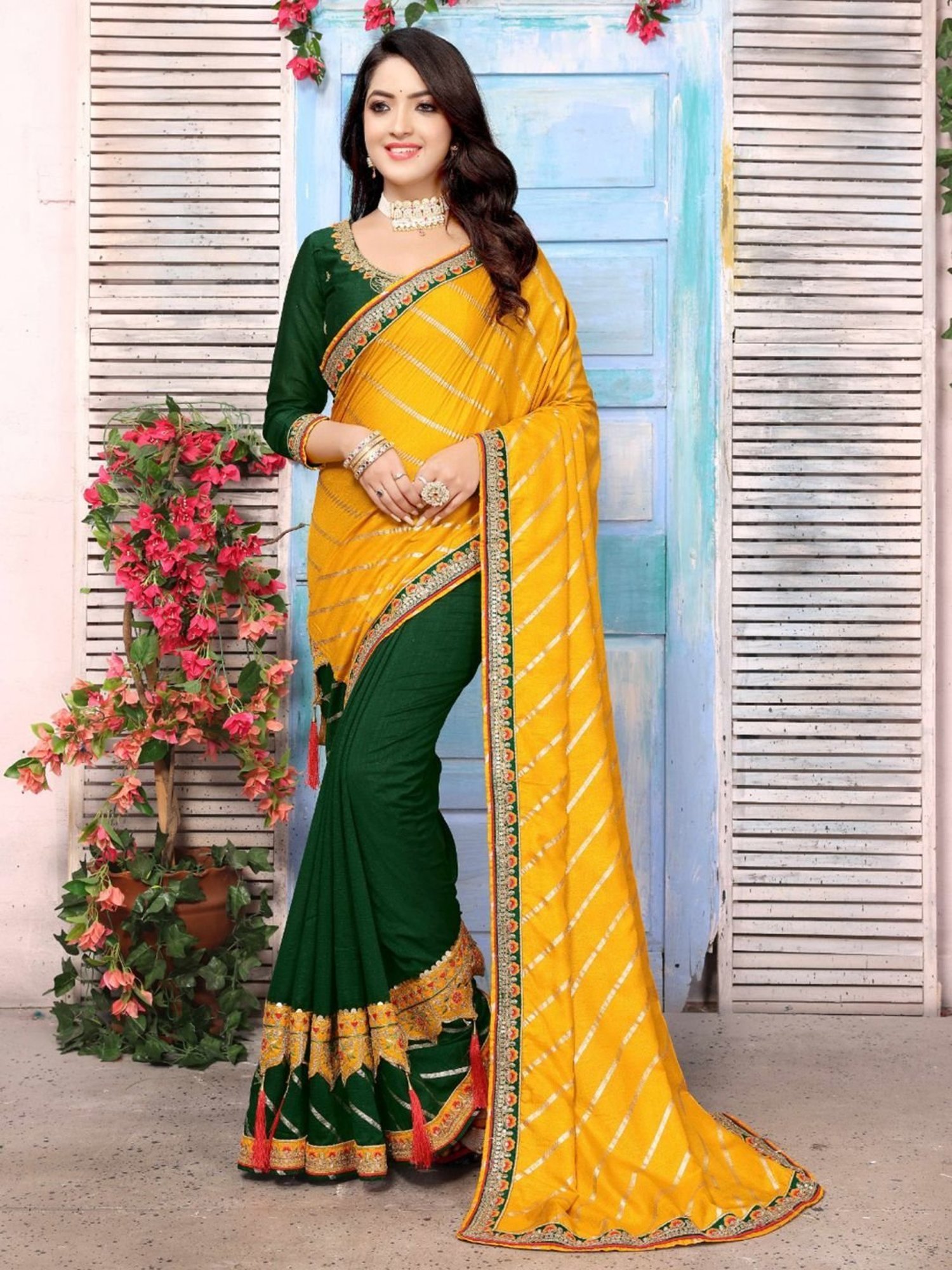 Flaunt Yellow Soft Silk Saree With Energetic Blouse Piece -